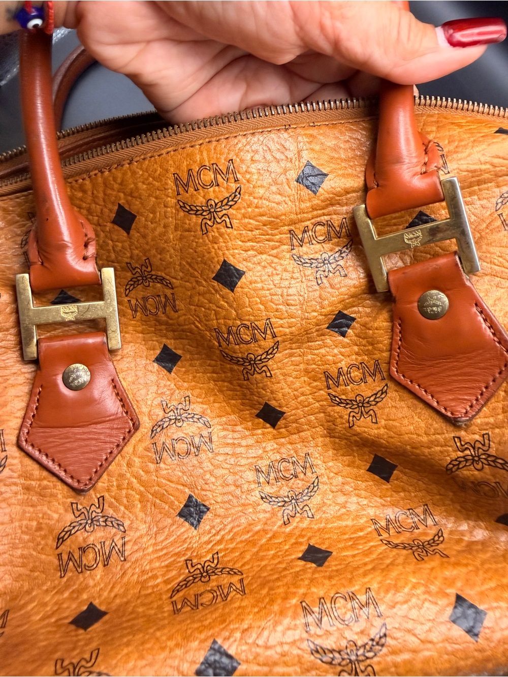 MCM Visetos Cognac Boston/COA) included / vintage - Picture 7 of 13
